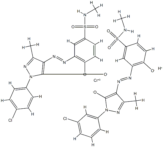 hydrogen bis[3-[[1-(3-chlorophenyl)-4,5-dihydro-3-methyl-5-oxo-1H-pyrazol-4-yl]azo]-4-hydroxy-N-methylbenzene-1-sulphonamidato(2-)]chromate(1-) 结构式