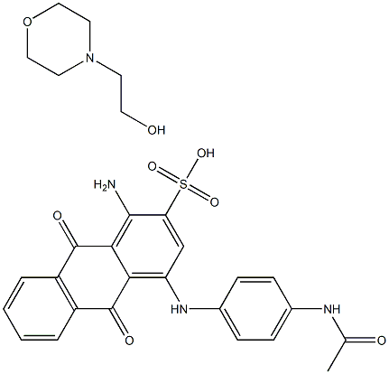 4-[4-(acetylamino)anilino]-1-amino-9,10-dihydro-9,10-dioxoanthracene-2-sulphonic acid, compound with morpholine-4-ethanol (1:1) 化学構造式