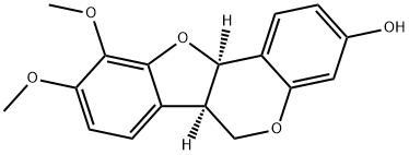 (6aR)-3-ヒドロキシ-9,10-ジメトキシ-6aα,11aα-ジヒドロ-6H-ベンゾフロ[3,2-c][1]ベンゾピラン 化学構造式
