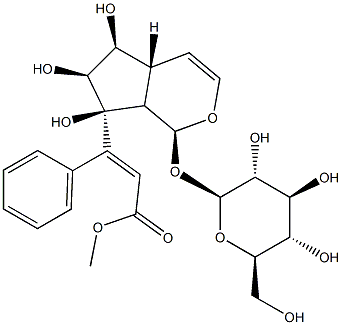 [(1S,4aR,7S)-1,4a,5,6,7,7a-Hexahydro-5α,6α,7α-trihydroxy-7-[[[(E)-1-oxo-3-phenyl-2-propenyl]oxy]methyl]cyclopenta[c]pyran-1-yl]β-D-glucopyranoside Struktur
