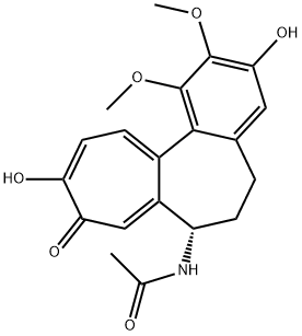 (S)-7α-アセチルアミノ-6,7-ジヒドロ-3,10-ジヒドロキシ-1,2-ジメトキシベンゾ[a]ヘプタレン-9(5H)-オン 化学構造式
