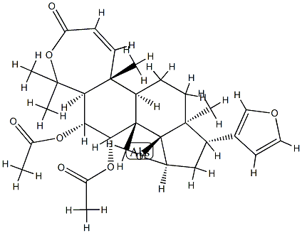 (13α,17α)-6α,7α-Diacetoxy-14β,15β:21,23-diepoxy-4a,4a,8-trimethyl-A-homo-24-nor-4-oxa-5α-chola-1,20,22-trien-3-one Structure