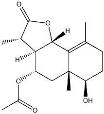 (3S)-3β,5aα,9-Trimethyl-4β-acetoxy-6α-hydroxy-3aβ,4,5,5a,6,7,8,9bα-octahydronaphtho[1,2-b]furan-2(3H)-one Structure