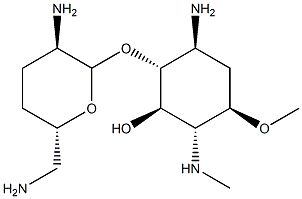 3-Amino-2,3,6-trideoxy-4-O-(2,6-diamino-2,3,4,6-tetradeoxy-α-D-erythro-hexopyranosyl)-1-O-methyl-6-(methylamino)-D-myo-inositol Structure