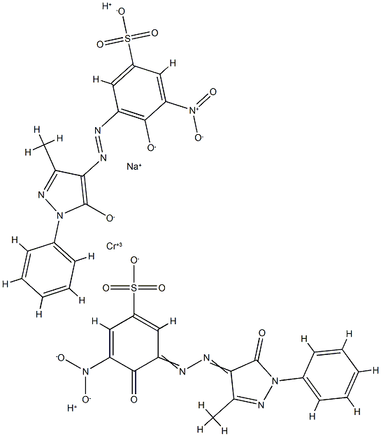 二[3-[(4,5-二氢-3-甲基-5-氧代-1-苯基-1H-吡唑-4-基)偶氮]-4-羟基-5-硝基苯磺酸根合(3-)]铬酸(3-)二氢钠 结构式