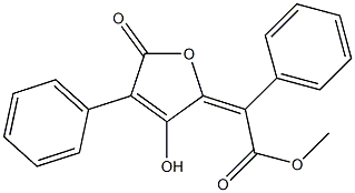 α-フェニル-α-[3-ヒドロキシ-4-フェニル-5-オキソ-2,5-ジヒドロフラン-2-イリデン]酢酸メチル 化学構造式
