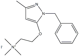 [2-[(1-ベンジル-3-メチル-1H-ピラゾール-5-イル)オキシ]エチル]トリメチルアミニウム·ヨージド 化学構造式