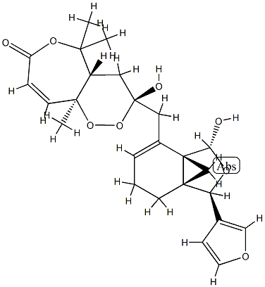 (3R,4aS,9aS)-3-[[(1R)-1-(3-Furyl)-6,7-dihydro-3β-hydroxy-1H,3H-3aα,7aα-methanoisobenzofuran-4-yl]methyl]-3,4,4a,9a-tetrahydro-3-hydroxy-5,5,9a-trimethyl-1,2-dioxino[4,3-c]oxepin-7(5H)-one Struktur