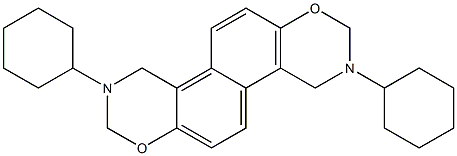 2,3,4,8,9,10-ヘキサヒドロ-3,9-ジシクロヘキシルナフト[1,2-e:5,6-e']ビス[1,3]オキサジン 化学構造式