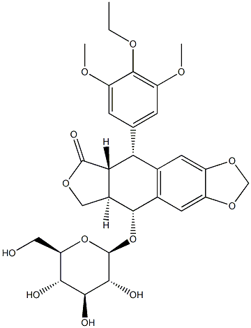 (5R,5aα)-5,8,8aβ,9-Tetrahydro-9β-(β-D-glucopyranosyloxy)-5β-(3,5-dimethoxy-4-ethoxyphenyl)furo[3',4':6,7]naphtho[2,3-d]-1,3-dioxol-6(5aH)-one Struktur