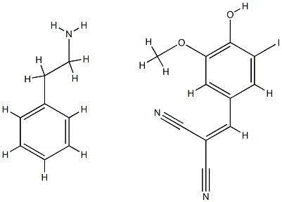 2-[(4-hydroxy-3-iodo-5-methoxy-phenyl)methylidene]propanedinitrile, 2- phenylethanamine Structure