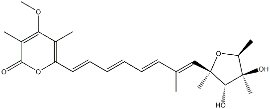 4-Methoxy-3,5-dimethyl-6-[(1E,3E,5E,7E)-7-methyl-8-[(2R)-tetrahydro-3β,4α-dihydroxy-2,4,5α-trimethylfuran-2α-yl]-1,3,5,7-octatetrenyl]-2H-pyran-2-one Structure