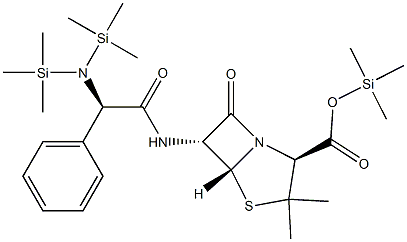 6α-[(R)-[Bis(trimethylsilyl)amino]phenylacetylamino]penicillanic acid trimethylsilyl ester Struktur
