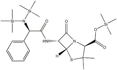 6α-[(R)-[Bis(trimethylsilyl)amino]phenylacetylamino]penicillanic acid trimethylsilyl ester Structure
