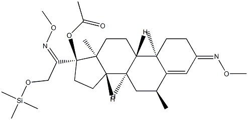17-Acetoxy-6α-methyl-21-[(trimethylsilyl)oxy]pregn-4-ene-3,20-dione bis(O-methyl oxime) 结构式
