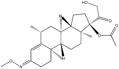 17-Acetoxy-21-hydroxy-3-methoxyimino-6β-methylpregn-4-en-20-one 结构式