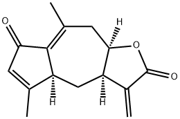 (3aR)-3,3a,4,4aα,9,9aα-Hexahydro-5,8-dimethyl-3-methyleneazuleno[6,5-b]furan-2,7-dione 结构式