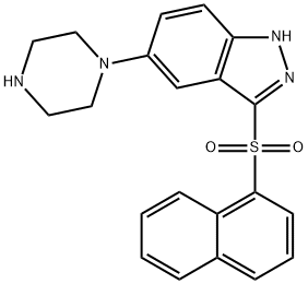 5-ピペラジノ-3-(1-ナフチルスルホニル)-1H-インダゾール 化学構造式