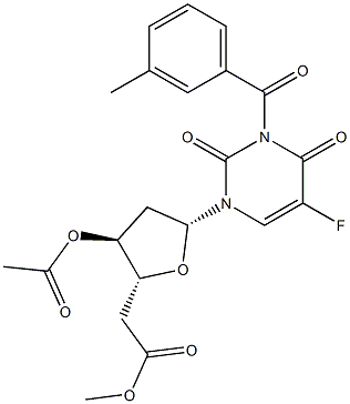2'-deoxy-3',5'-di-O-acetyl-5-fluoro-3-(3-methylbenzoyl)uridine Structure