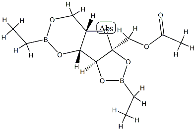 2-O,3-O:4-O,6-O-Bis(ethylboranediyl)-α-L-sorbofuranose 1-acetate Structure