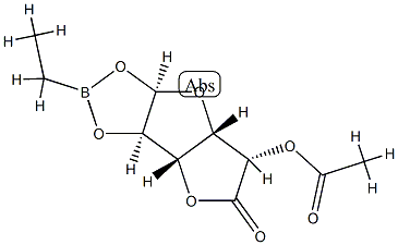 1-O,2-O-(Ethylboranediyl)-5-O-acetyl-α-D-glucofuranuronic acid γ-lactone Struktur
