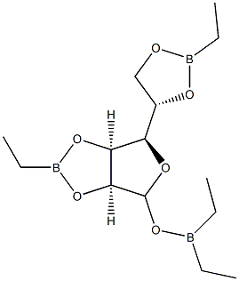 1-O-(Diethylboryl)-2-O,3-O:5-O,6-O-bis(ethylboranediyl)-β-L-gulofuranose Struktur