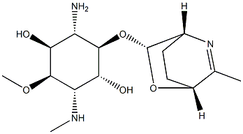 4-Amino-1,4-dideoxy-6-O-methyl-1-(methylamino)-3-O-[(1R,4R)-6-methyl-2-oxa-5-azabicyclo[2.2.2]oct-5-en-3α-yl]-L-chiro-inositol Structure
