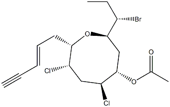 2β-[(S)-1-Bromopropyl]-5β,7α-dichloro-8α-[(E)-2-pentene-4-ynyl]oxocane-4α-ol acetate Structure