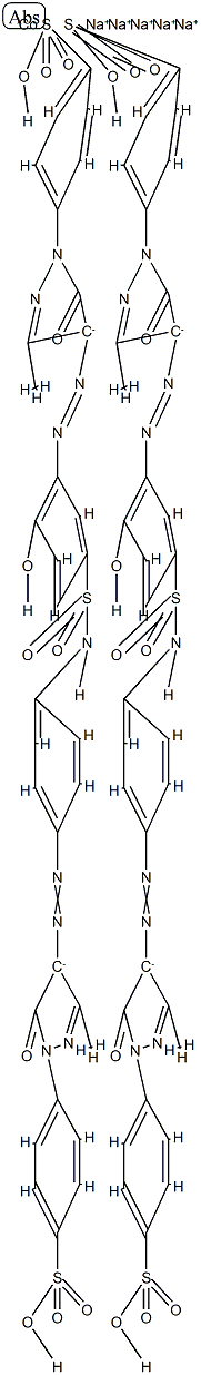 双[4-[4-[[4-[[[3-[[4,5-二氢-3-甲基-5-氧代-1-(4-磺酸基苯基)-1H-吡唑-4-基]偶氮]-4-羟基苯基]磺酰基]氨基]苯基]偶氮]-4,5-二氢-3-甲基-5-氧代-1H-1-吡唑基]苯磺酸根(4-)]合钴(III)酸五钠, 75214-71-0, 结构式