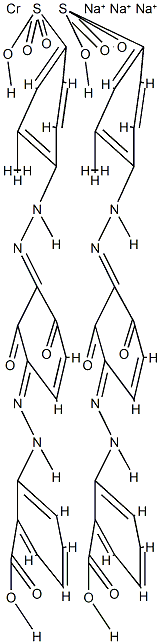 trisodium bis[2-[[2,4-dihydroxy-3-[(2-methyl-4-sulphophenyl)azo]phenyl]azo]benzoato(3-)]chromate(3-) Structure