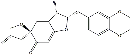 (2S)-2β-[(3,4-ジメトキシフェニル)メチル]-3,5-ジヒドロ-5α-メトキシ-3β-メチル-5-(2-プロペニル)-6(2H)-ベンゾフラノン 化学構造式