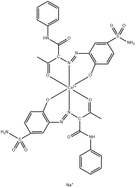 Cobaltate(2-), bis[2-[[5-(aminosulfonyl) -2-hydroxyphenyl]azo]-3-oxo-N-phenylbutanamidato(2 -)]-, disodium 结构式