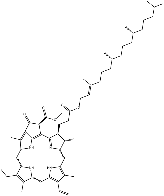 (132S,17S,18S)-31,32-Didehydro-132-(methoxycarbonyl)-17,18-dihydrophytoporphyrin 17-phytyl ester 结构式
