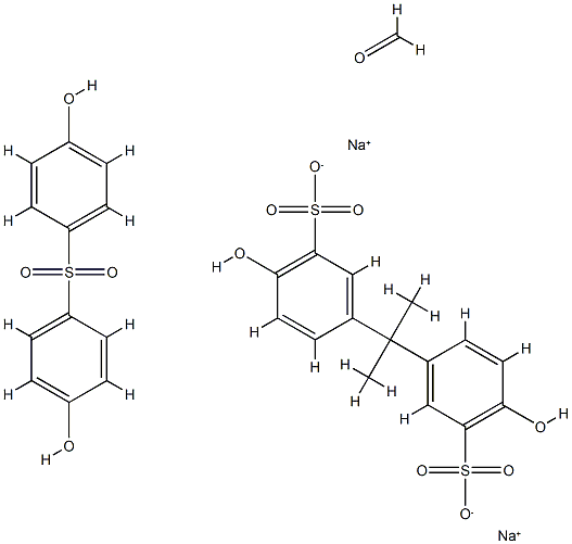 Benzenesulfonic acid, 3,3'-(1-methylethylidene)bis[6-hydroxy-, disodium salt, polymer with formaldehyde and 4,4'-sulfonylbis[phenol] 结构式
