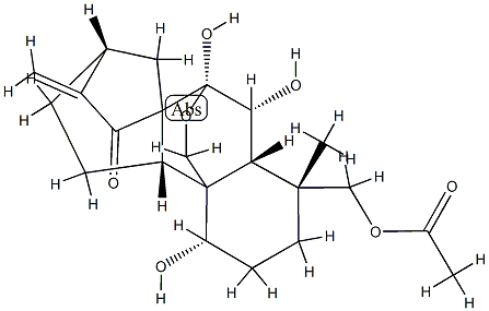 (4R)-18-アセトキシ-7α,20-エポキシ-1α,6β,7-トリヒドロキシカウラ-16-エン-15-オン 化学構造式