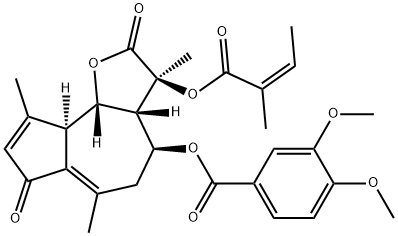 3,4-Dimethoxybenzoic acid (3S)-2,3,3aβ,4,5,7,9aα,9bβ-octahydro-3,6,9-trimethyl-3β-[[(E)-2-methyl-1-oxo-2-butenyl]oxy]-2,7-dioxoazuleno[4,5-b]furan-4β-yl ester Structure