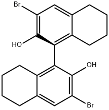 (S)-(-)-3,3'-ジブロモ-5,5',6,6',7,7',8,8'-オクタヒドロ-1,1'-ビ-2-ナフトール 化学構造式