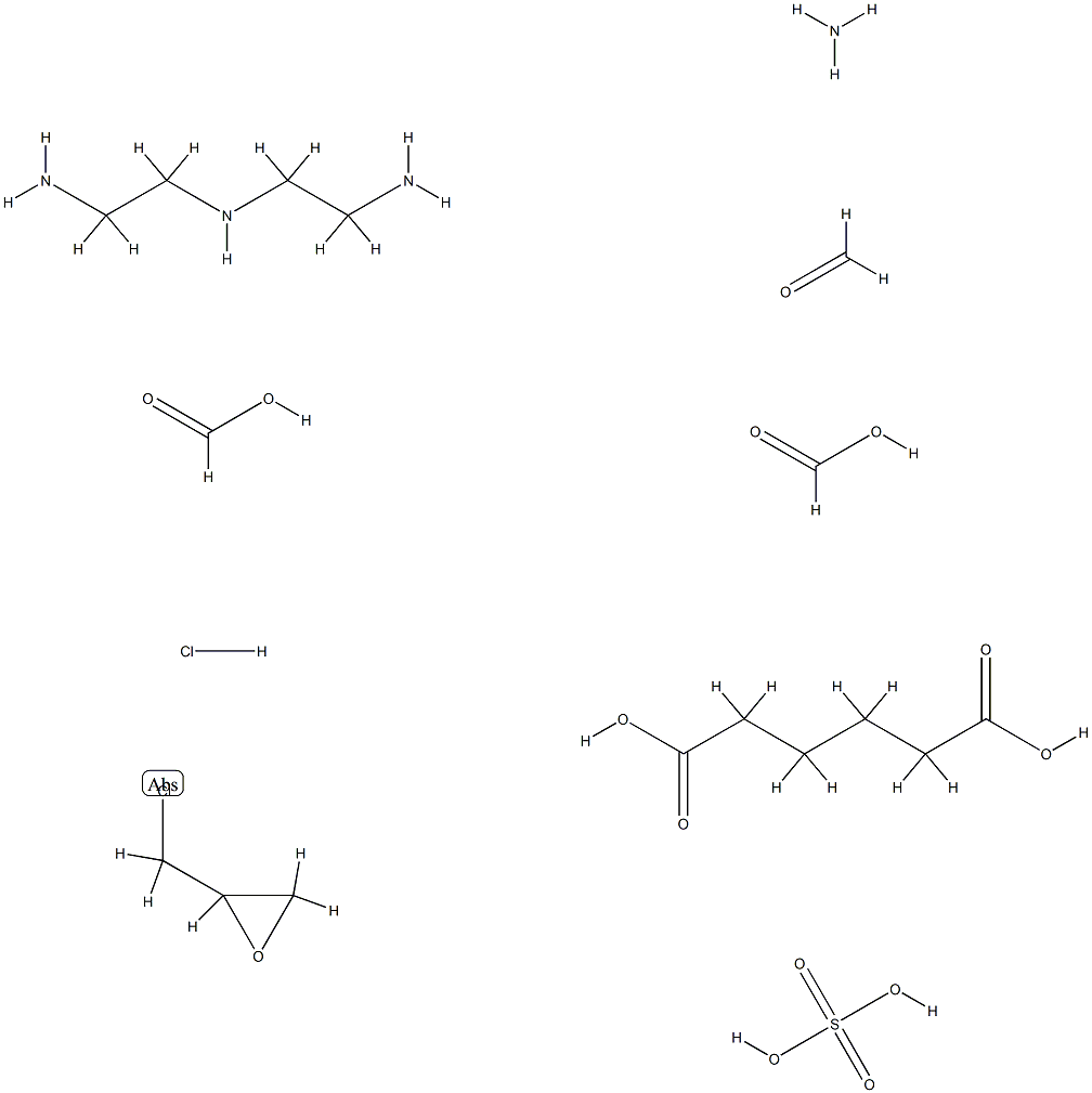 Hexanedioic acid, polymer with N-(2-aminoethyl)-1,2-ethanediamine, ammonia, (chloromethyl)oxirane, formaldehyde and formic acid, formate hydrochloride sulfate 结构式
