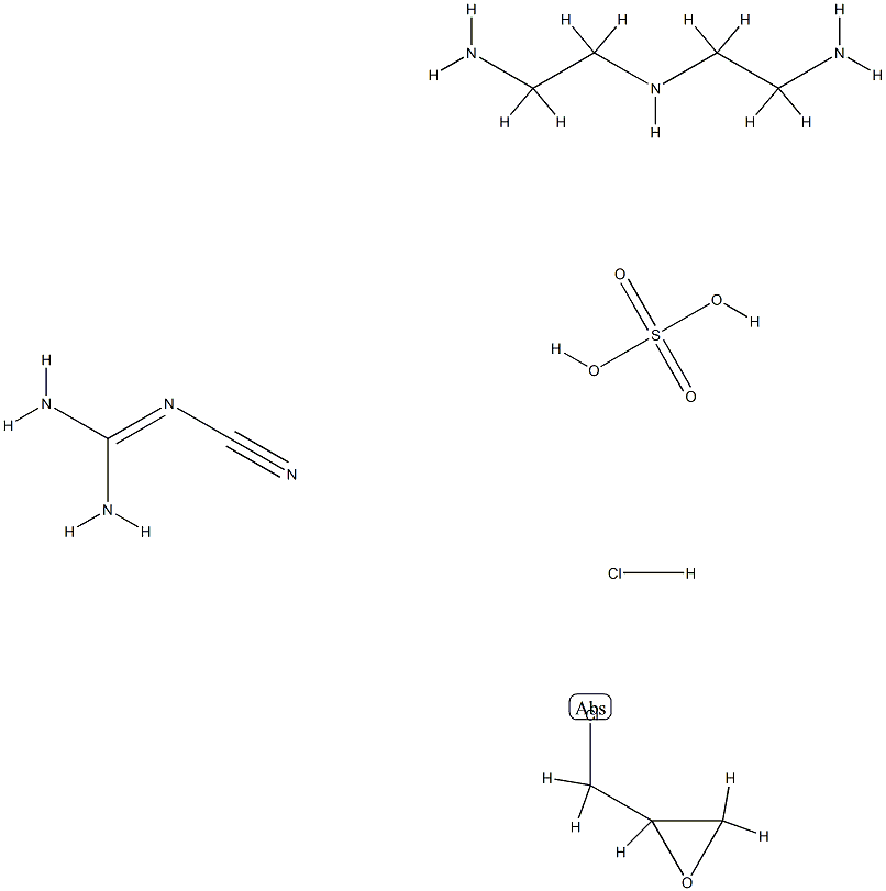 腈基胍与N-2-氨乙基-1,2-乙基二胺和(氯甲基)环氧乙烷的聚合物氯化氢硫酸盐, 76649-42-8, 结构式