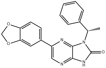 (S)-6-(苯并[D][1,3]二氧杂环-5-基)-1-(1-苯乙基)-1,3-二氢-2H-咪唑并[4,5-B]吡嗪-2 -酮, 767343-27-1, 结构式
