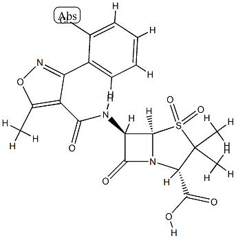 6α-[3-(2-クロロフェニル)-5-メチル-4-イソオキサゾリル]ペニシラン酸4,4-ジオキシドナトリウム 化学構造式