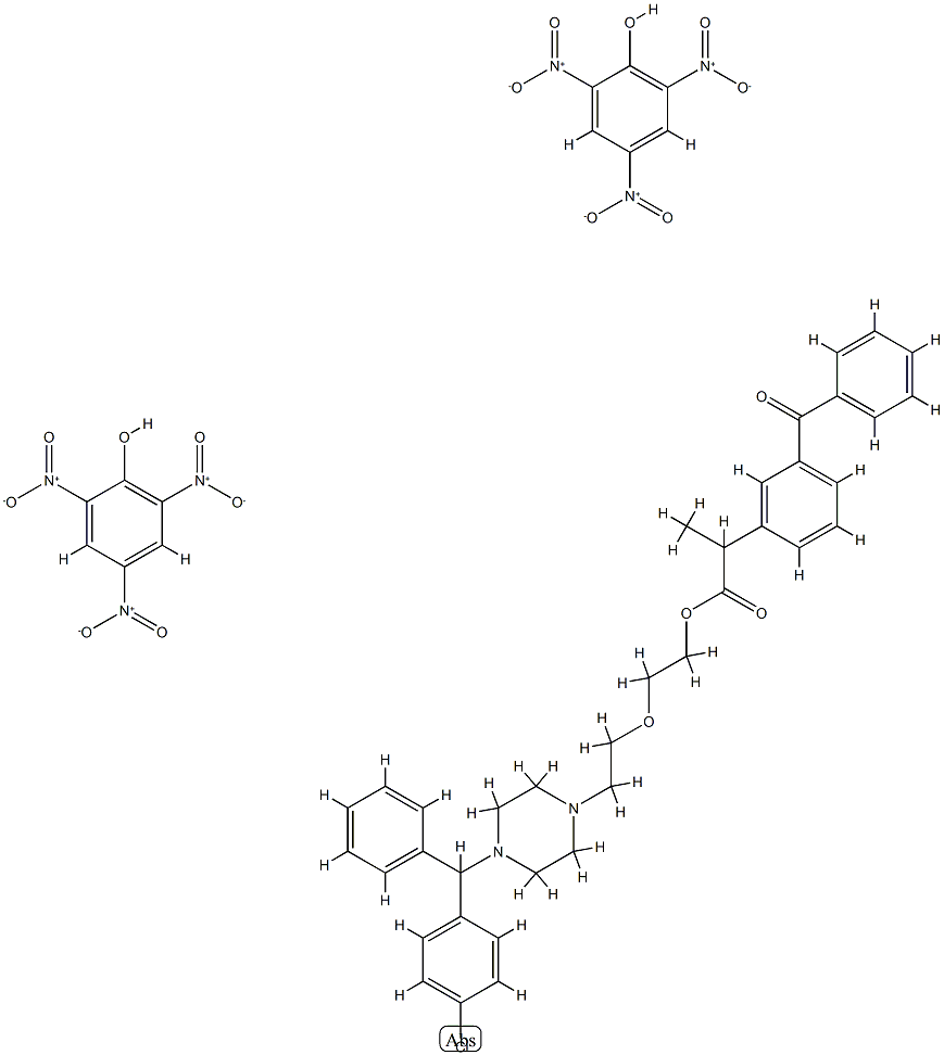 2-[2-[4-[(4-chlorophenyl)benzyl]piperazin-1-yl]ethoxy]ethyl 2-(3-benzoylphenyl)propionate, compound with 2,4,6-trinitrophenol (1:2) 结构式