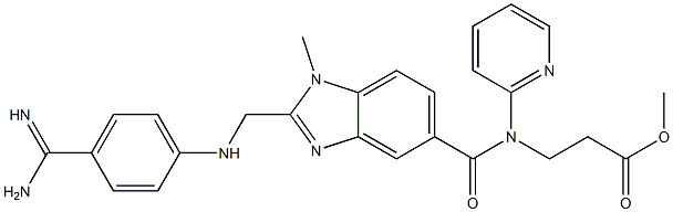 β-Alanine, N-[[2-[[[4-(aminoiminomethyl)phenyl]amino]methyl]-1-methyl-1H-benzimidazol-5-yl]carbonyl]-N-2-pyridinyl-, methyl ester Structure