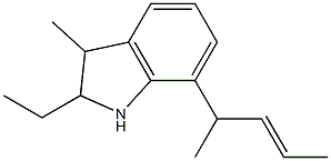 1H-Indole,2-ethyl-2,3-dihydro-3-methyl-7-(1-methyl-2-butenyl)-(9CI)|