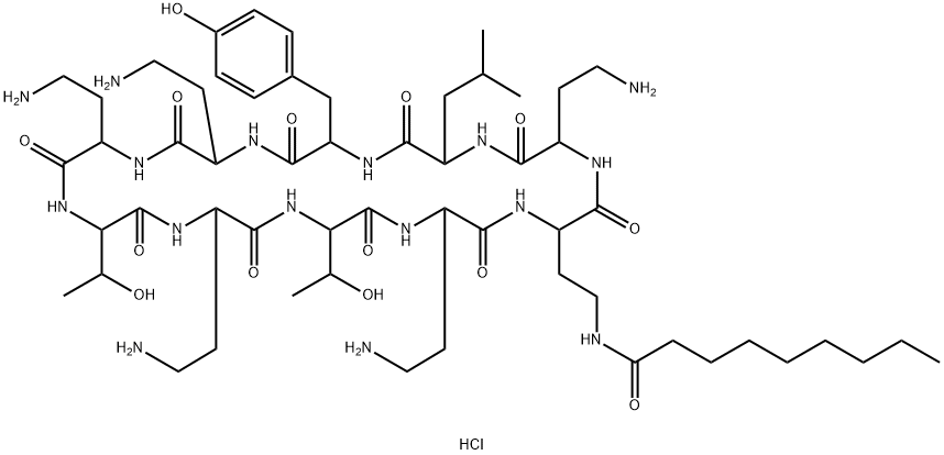 pelargonoyl cyclic decapeptide polymyxin M(1) Struktur