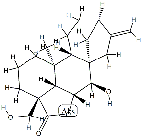 6α,7β,19-トリヒドロキシカウラ-16-エン-18-酸18,6-ラクトン 化学構造式