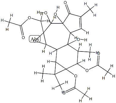 8,8a-Bis(acetyloxy)-2a-[(acetyloxy)methyl]-1,1a,1b,1c,2a,3,3a,6a,6b,7,8,8a-dodecahydro-3,3a,6b-trihydroxy-1,1,5,7-tetramethyl-4H-cyclopropa[5',6']benz[1',2':7,8]azuleno[5,6-b]oxiren-4-one Structure