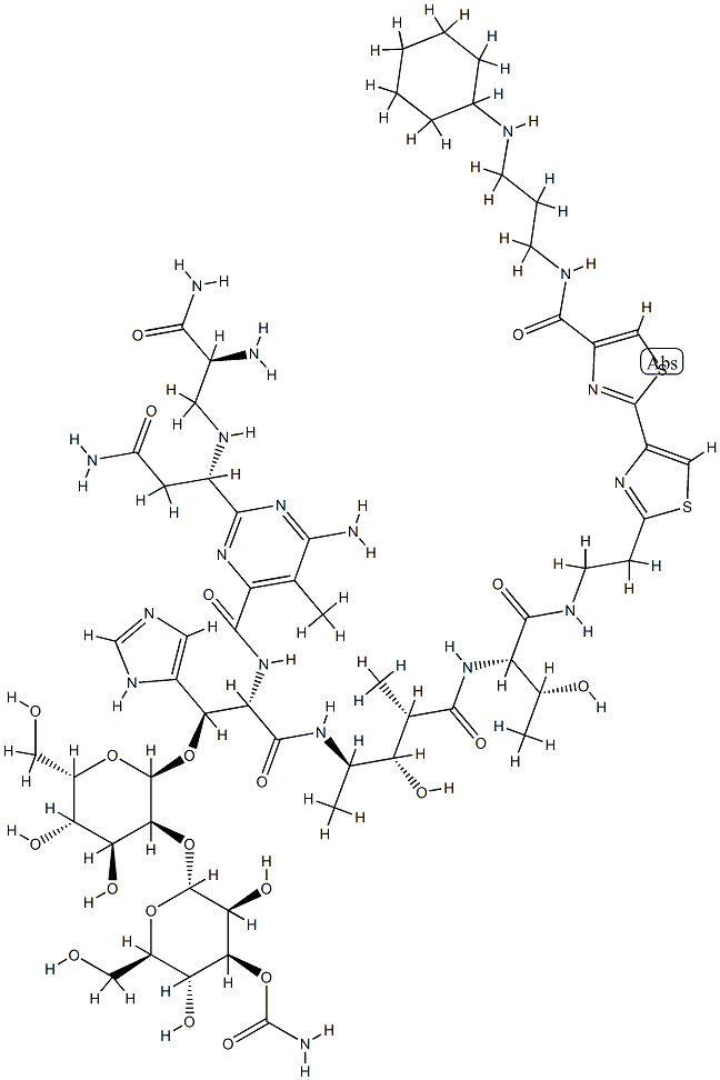N1-[3-(シクロヘキシルアミノ)プロピル]ブレオマイシンアミド 化学構造式