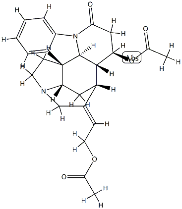 (12R)-12α-Acetyloxy-24-acetyl-12,24-secostrychnidin-10-one Struktur