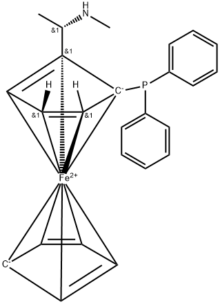 N-甲基 (R)-1-二茂铁基-(S)-2-(二苯基膦)乙胺 结构式